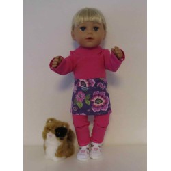 rok setje paarse bloemen baby born 43cm