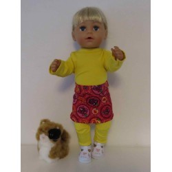 rok setje rood roosjes baby born 43cm