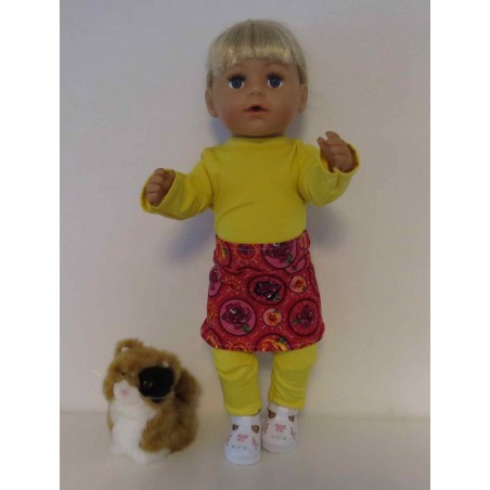 rok setje rood roosjes baby born 43cm