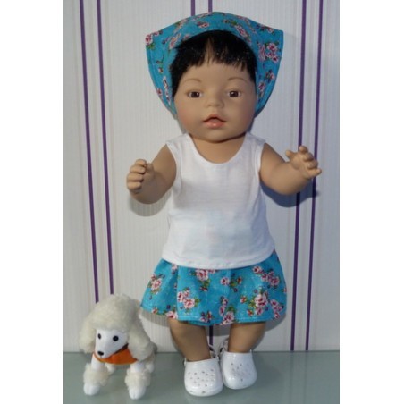 rok setje hipdepip blauw baby born 43cm