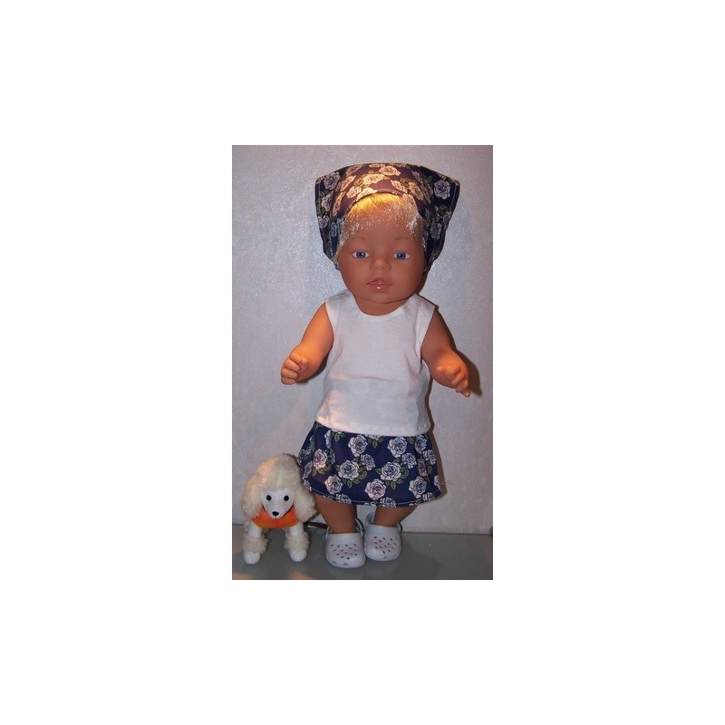 rok setje donker blauw roosjes baby born 43cm
