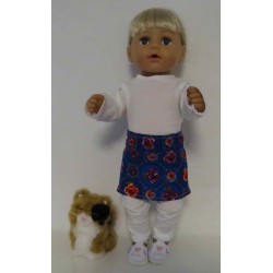 rok setje blauw roosjes baby born 43cm