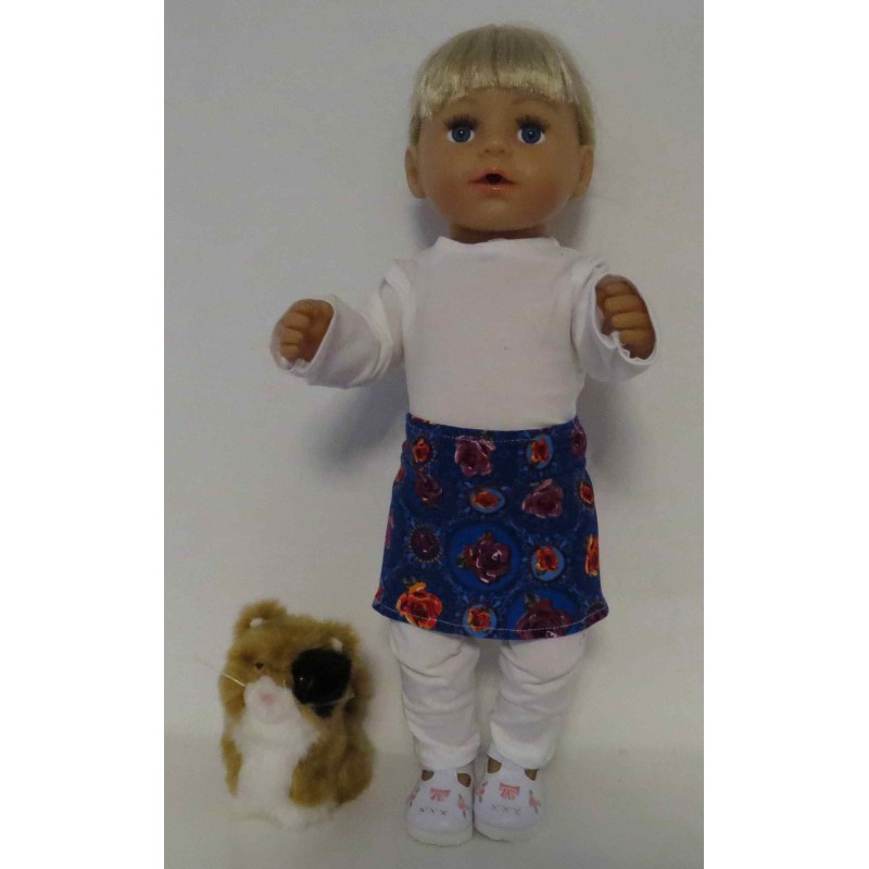 rok setje blauw roosjes baby born 43cm