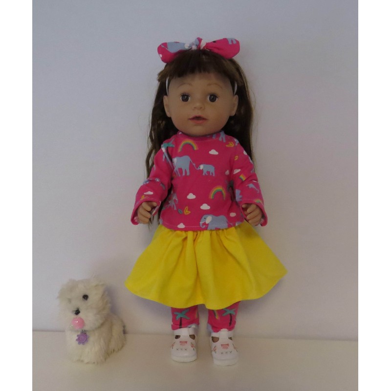 rok setje hard roze olifanten baby born 43cm