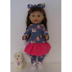 rok setje blauw eenhoorns baby born 43cm