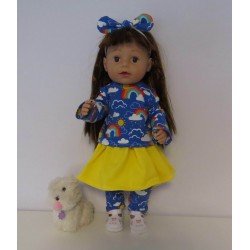 rok setje blauw regenbogen baby born 43cm