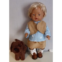 rok setje blauw bloemen baby born 43cm