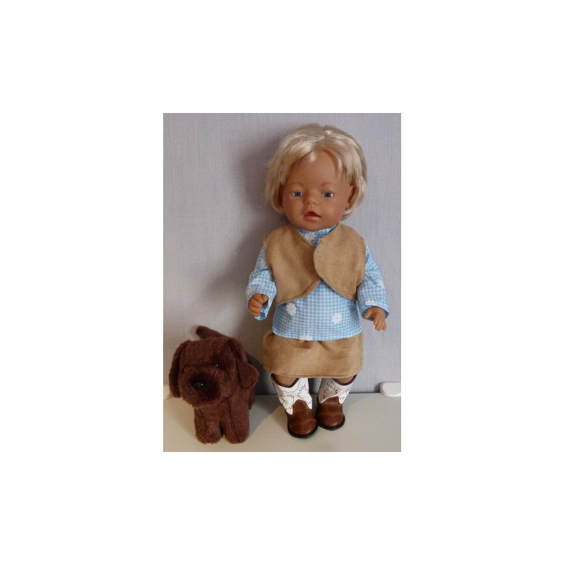 rok setje blauw bloemen baby born 43cm