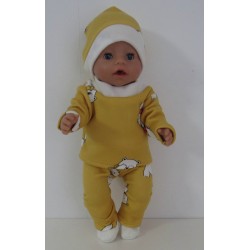 wintertrui set geel  baby born 43cm