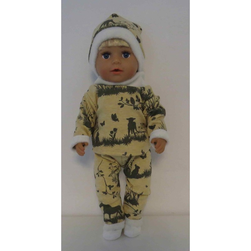 wintertrui set geel dieren  baby born 43cm