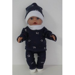 wintertrui set donker blauw konijnen baby born 43cm