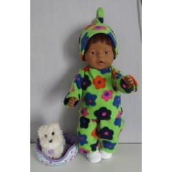 fleecepak groen met bloemen baby born 43cm
