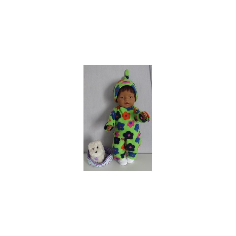 fleecepak groen met bloemen baby born 43cm