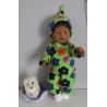 fleecepak groen met bloemen baby born 43cm