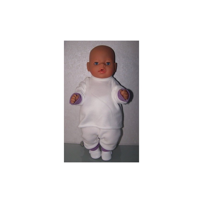 fleecepak wit met lila  baby born 43cm
