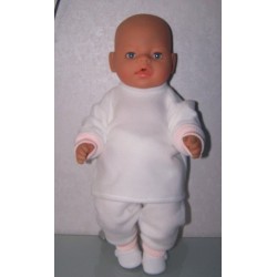 fleecepak wit met roze/wit  baby born 43cm