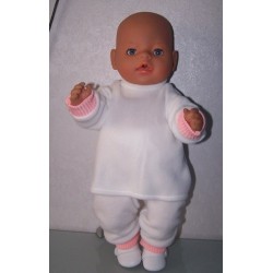 fleecepak wit met roze  baby born 43cm