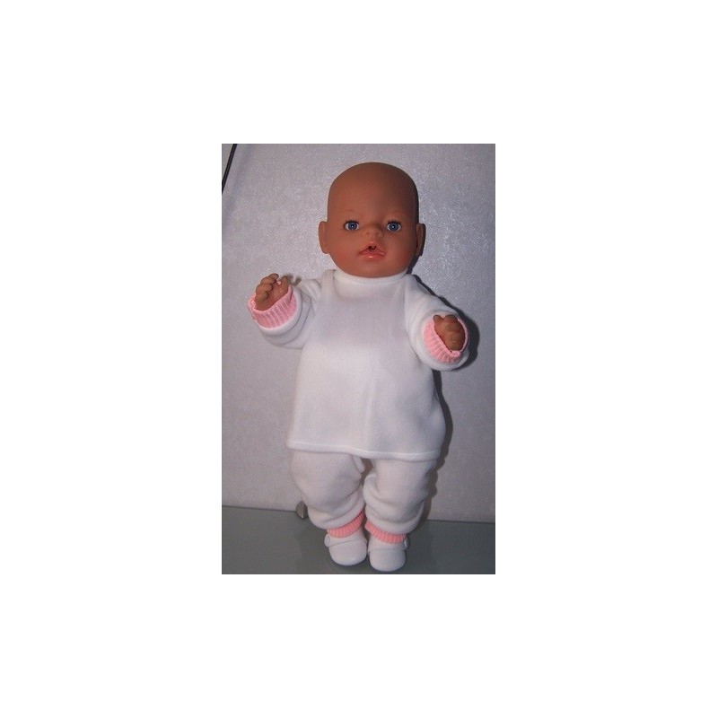 fleecepak wit met roze  baby born 43cm