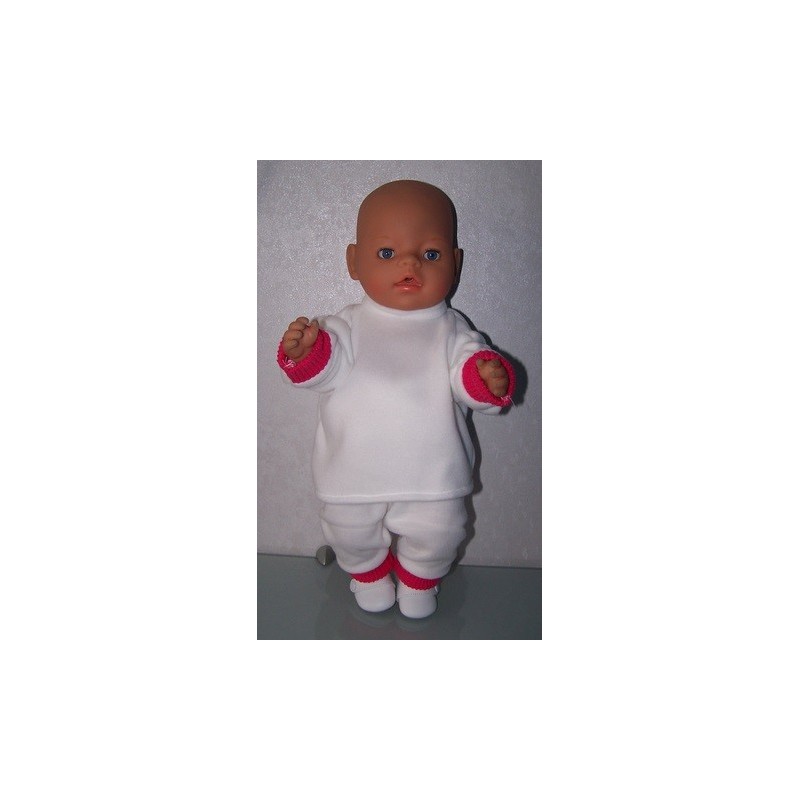 fleecepak wit met hard roze  baby born 43cm