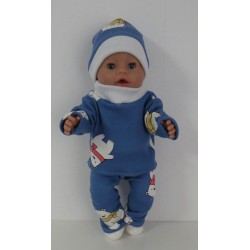 wintertrui set blauw baby born 43cm