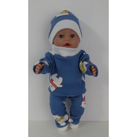 wintertrui set blauw baby born 43cm