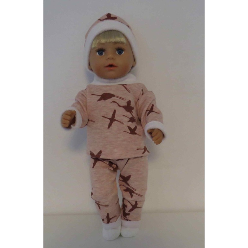 wintertrui set roze vogels baby born 43cm