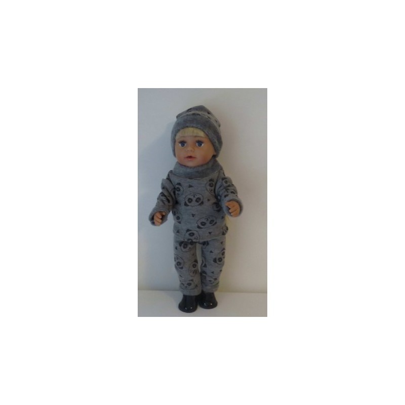 wintertrui set grijs panda baby born 43cm