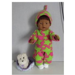 fleecepak roze met groene sterren  baby born 43cm
