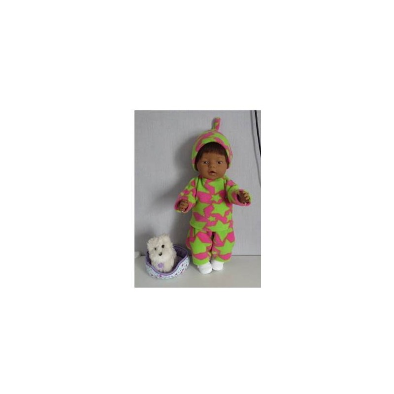 fleecepak roze met groene sterren  baby born 43cm