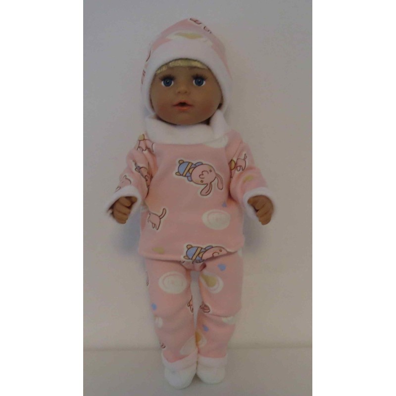 wintertrui set roze dieren  baby born 43cm