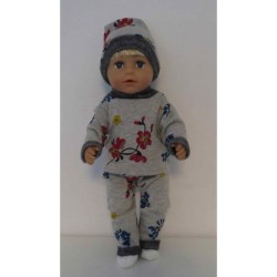 wintertrui set grijs bloemen baby born 43cm