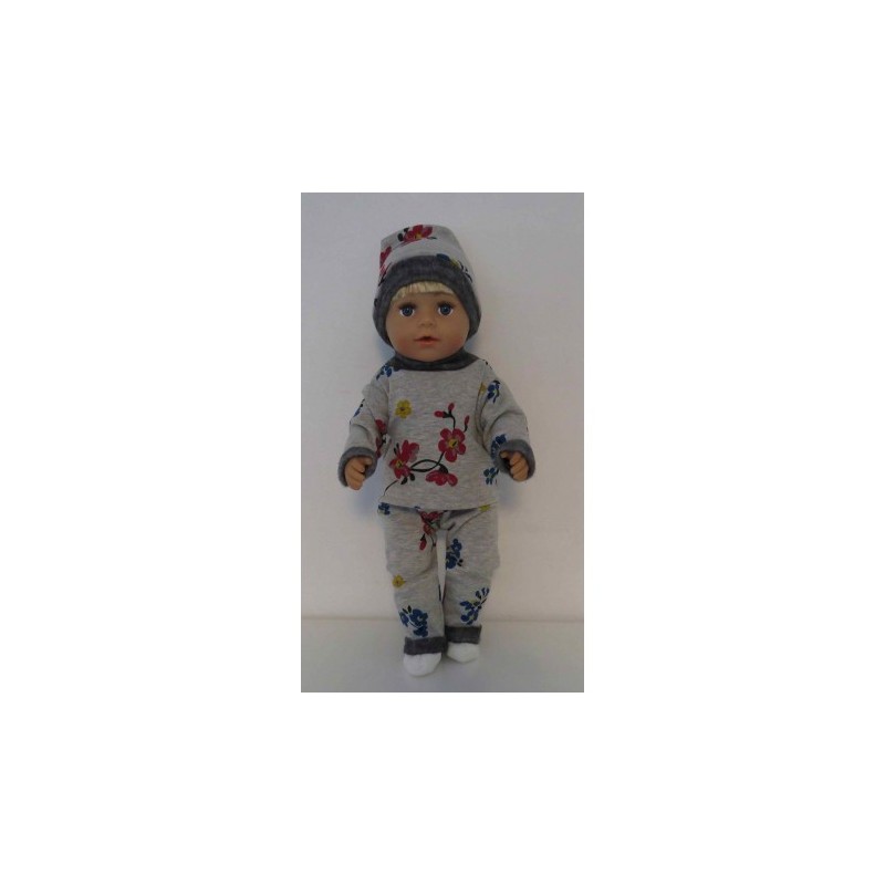 wintertrui set grijs bloemen baby born 43cm