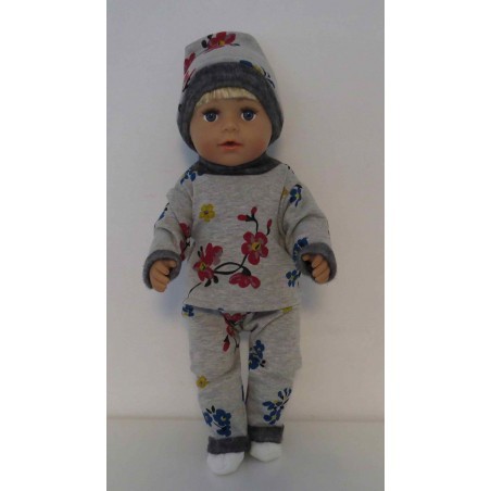 wintertrui set grijs bloemen baby born 43cm