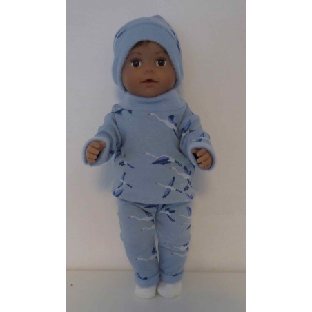 wintertrui set blauw vogels baby born 43cm