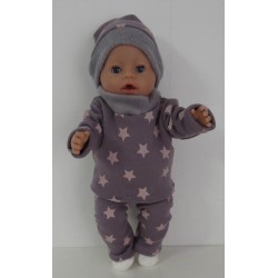 wintertrui set grijs met sterren roze baby born 43cm
