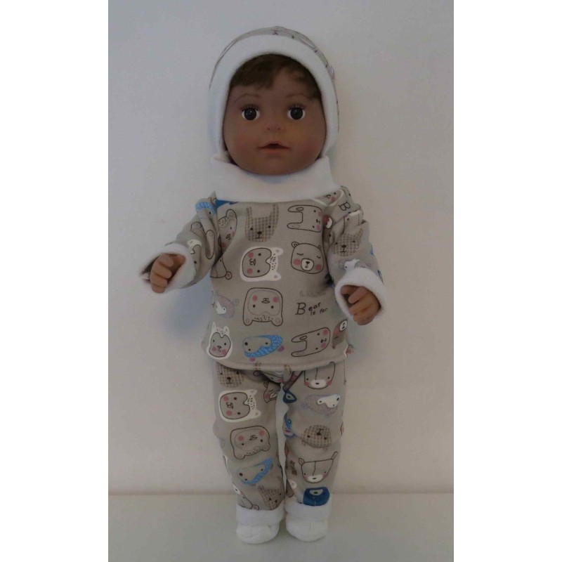 wintertrui set grijs beren baby born 43cm