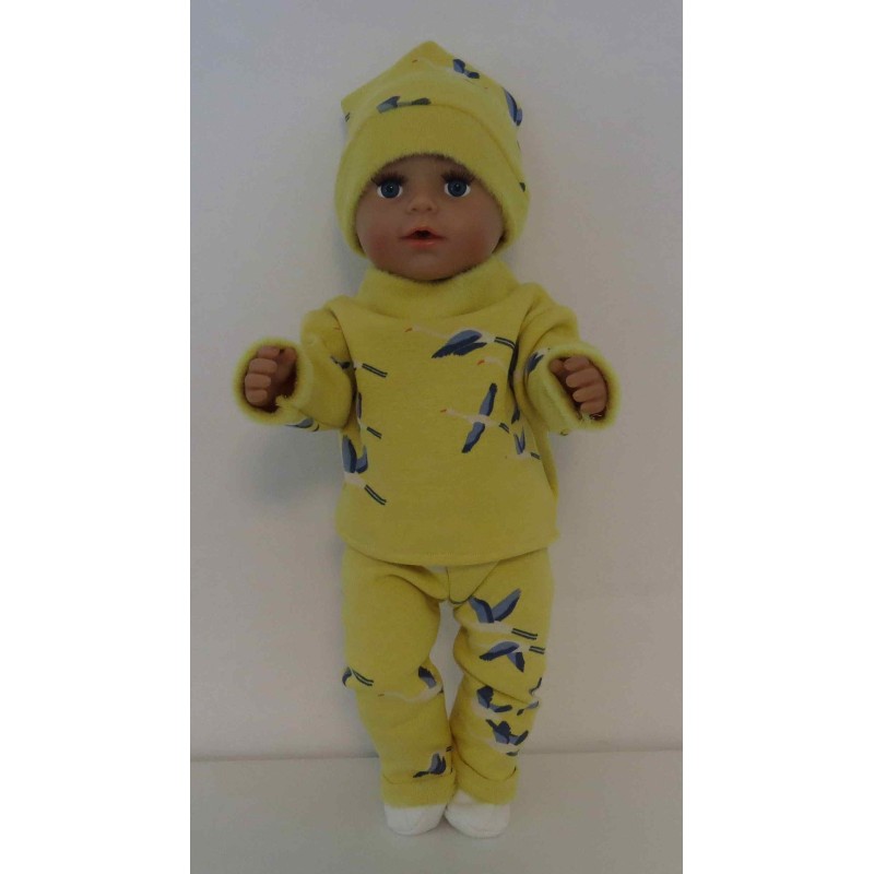 wintertrui set geel vogels baby born 43cm