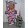 fleecepak blauw met bloemen  baby born 43cm