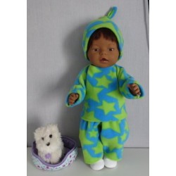 fleecepak blauw met sterren groen  baby born 43cm