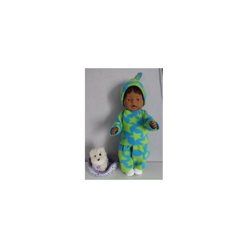 fleecepak blauw met sterren groen  baby born 43cm