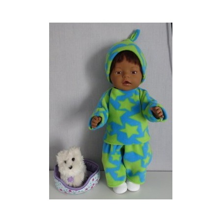 fleecepak blauw met sterren groen  baby born 43cm