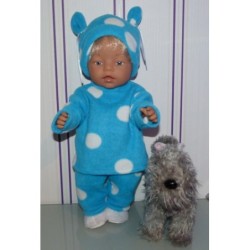 fleecepak blauw polka dots   baby born 43cm
