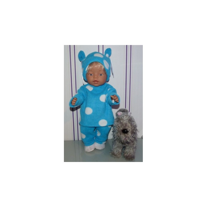 fleecepak blauw polka dots   baby born 43cm
