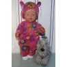 fleecepak roze met bloemen  baby born 43cm