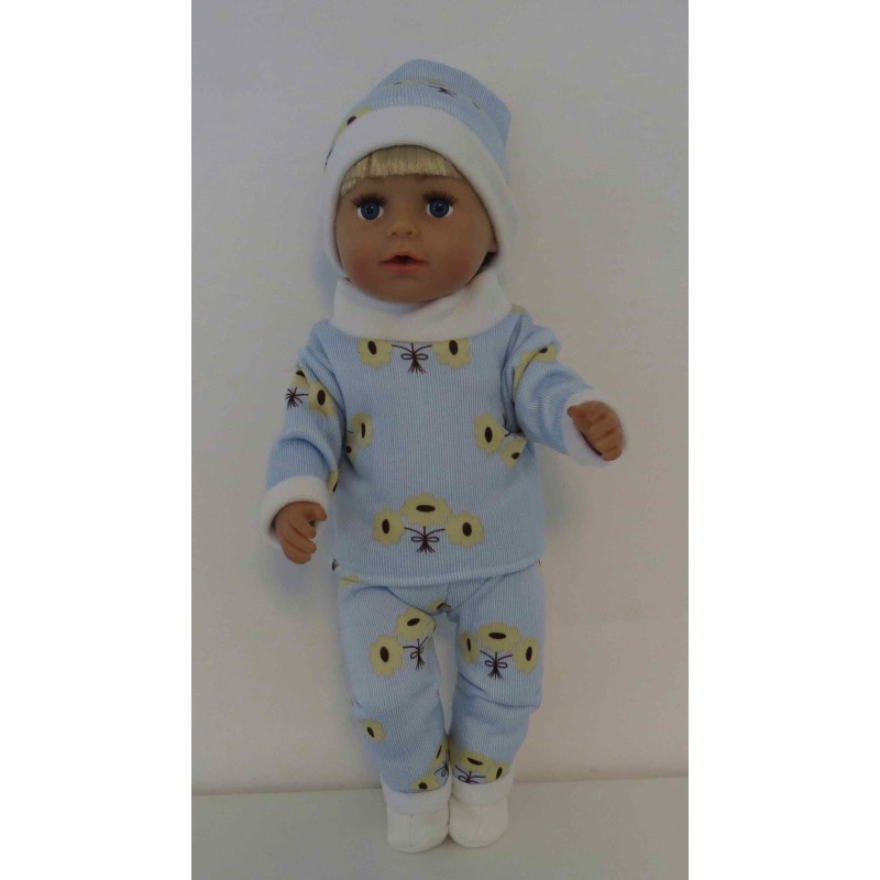 wintertrui set blauw bloemen baby born 43cm