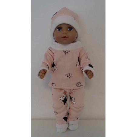 wintertrui set roze gestreept baby born 43cm