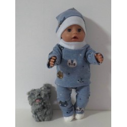 wintertrui set blauw katten baby born 43cm