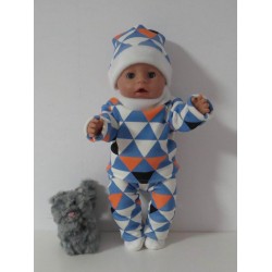 wintertrui set blauw ruit baby born 43cm