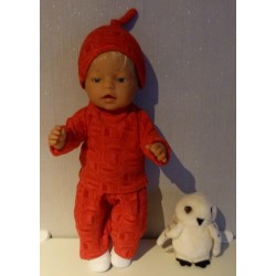 fleecepak rood bewerkt  baby born 43cm