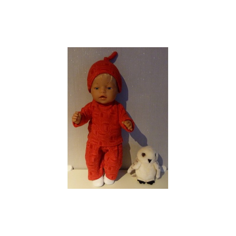 fleecepak rood bewerkt  baby born 43cm